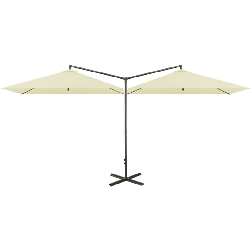

Vidaxl - Sombrilla doble con palo de acero arena 600x300 cm - Marrón