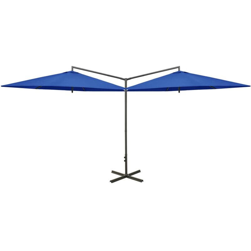 

Vidaxl - Sombrilla doble con palo de acero azul 600 cm - Azul