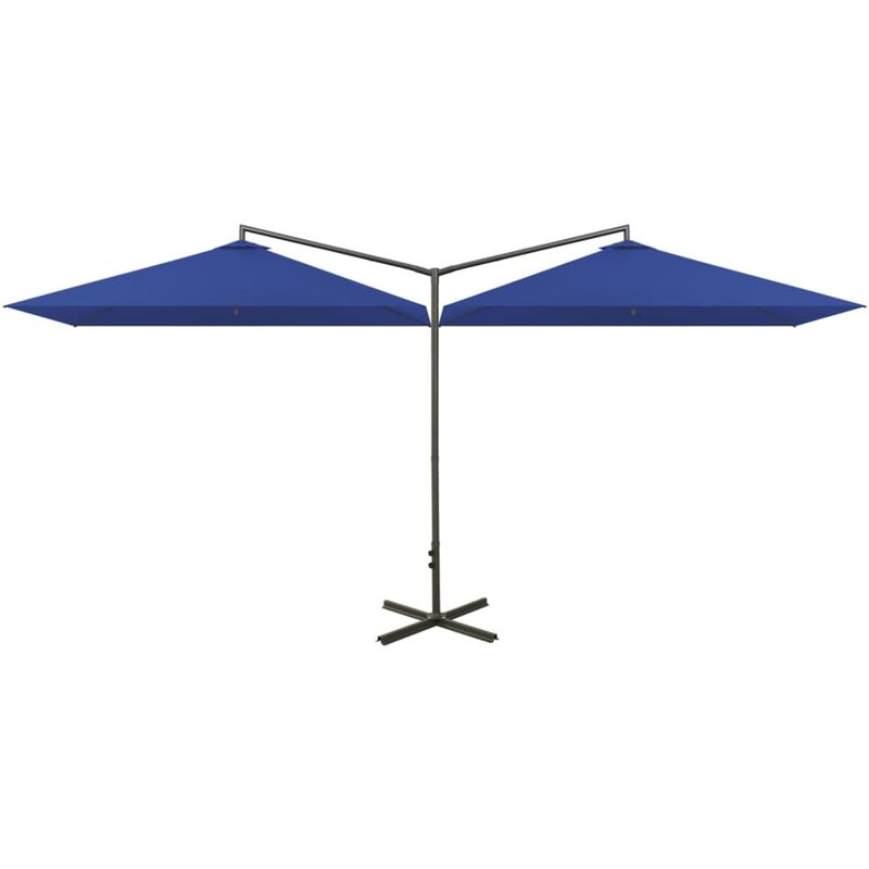 

Vidaxl - Sombrilla doble con palo de acero azul 600x300 cm - Azul