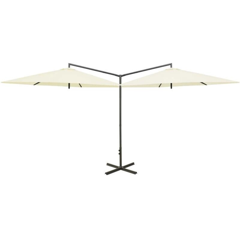 

vidaXL Sombrilla doble con palo de acero color arena 600 cm - Marrón