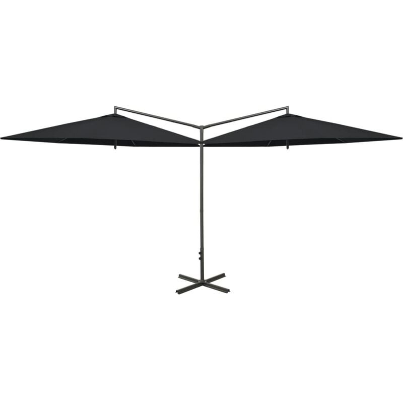 

Vidaxl - Sombrilla doble con palo de acero negro 600 cm - Negro