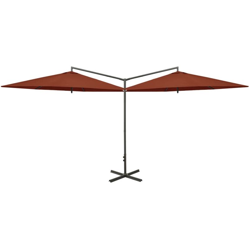 

Vidaxl - Sombrilla doble con palo de acero terracota 600 cm - Marrón