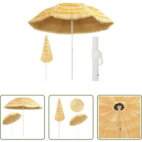 vidaXL Sombrilla natural -  Sombrilla de playa estilo Hawaii natural 300 cm
