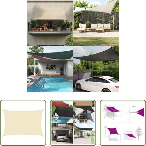 vidaXL Sombrilla para jardín -  Toldo de vela crema HDPE 160 g/m² 3x5 m