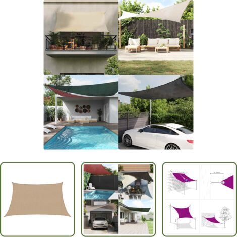vidaXL Sombrilla para jardín -  Toldo de vela HDPE gris taupe 160 g/m² 3/4x2 m