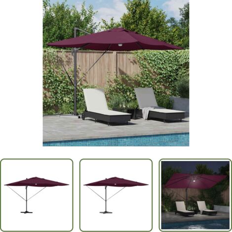 vidaXL Sombrilla para terraza -  Sombrilla Rojo Burdeos 351 x 250 x 253 cm Poliéster y Aluminio