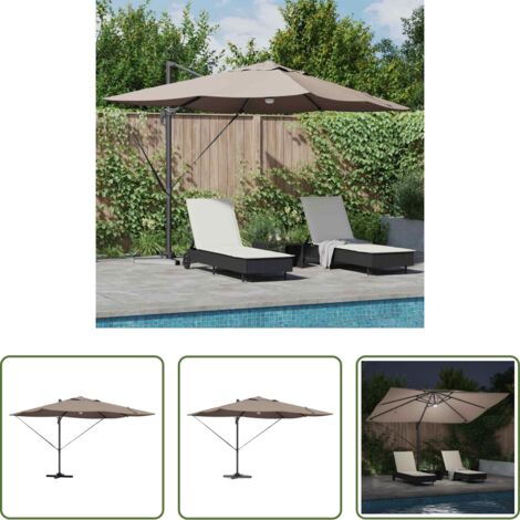 vidaXL Sombrilla para terraza -  Sombrilla Taupé 351 x 250 x 253 cm Poliéster y Aluminio