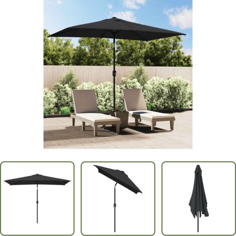 vidaXL Sombrilla plegable -  Sombrilla de jardín con palo de metal negro 300x200 cm