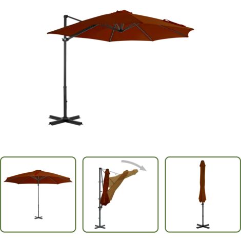 vidaXL Sombrilla terracota -  Sombrilla jardín voladiza con palo de aluminio terracota 300 cm