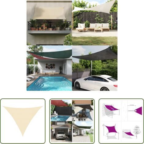 vidaXL Sombrilla triangular -  Toldo de vela crema HDPE 160 g/m² 4x4x5,8 m