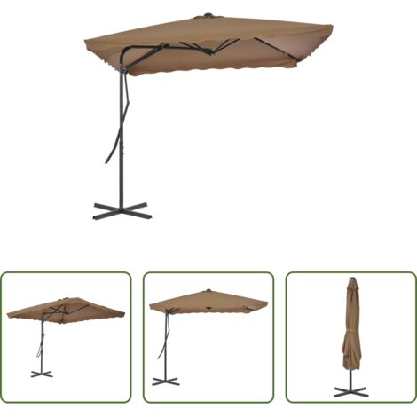 vidaXL Sombrilla UV -  Sombrilla de jardín con palo de acero taupe 250x250 cm