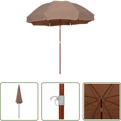 vidaXL Sombrilla UV -  Sombrilla de jardín con palo de acero taupe 300 cm