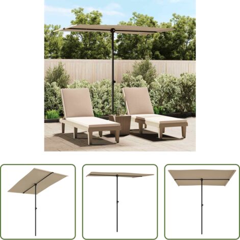 vidaXL Sombrilla UV -  Sombrilla de jardín con palo de aluminio taupe 2x1,5 m