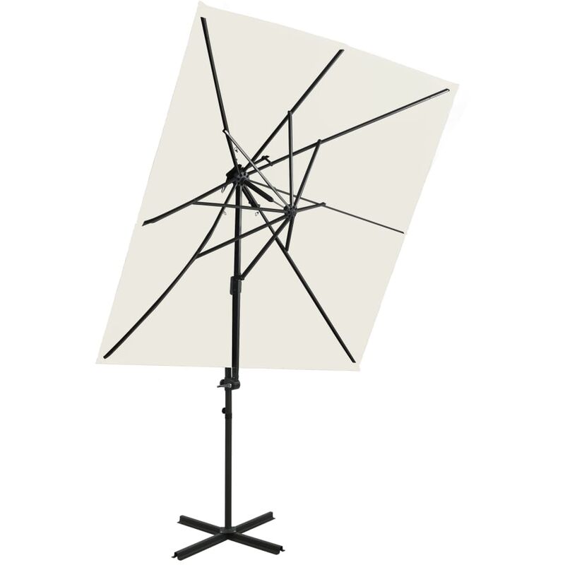 

vidaXL Sombrilla voladiza con cubierta doble arena 250x250 cm - Marrón