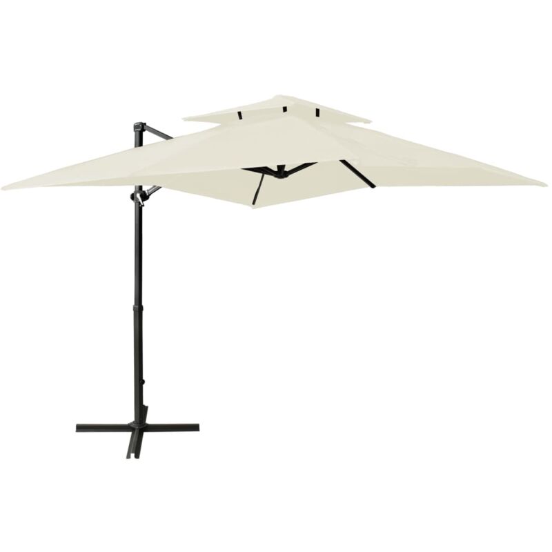 

vidaXL Sombrilla voladiza con cubierta doble arena 250x250 cm - Beige
