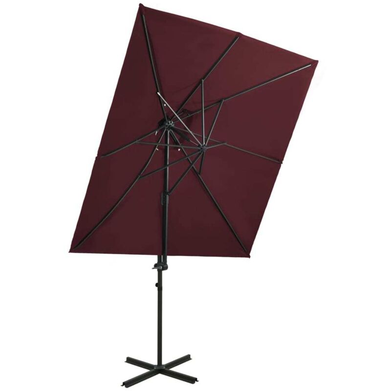 

Vidaxl - Sombrilla voladiza con cubierta doble burdeos 250x250 cm - Rojo