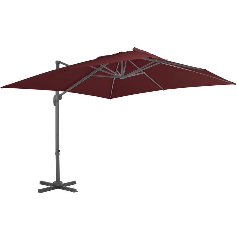 

vidaXL Sombrilla voladiza con palo de aluminio rojo burdeos 400x300 cm - Rojo