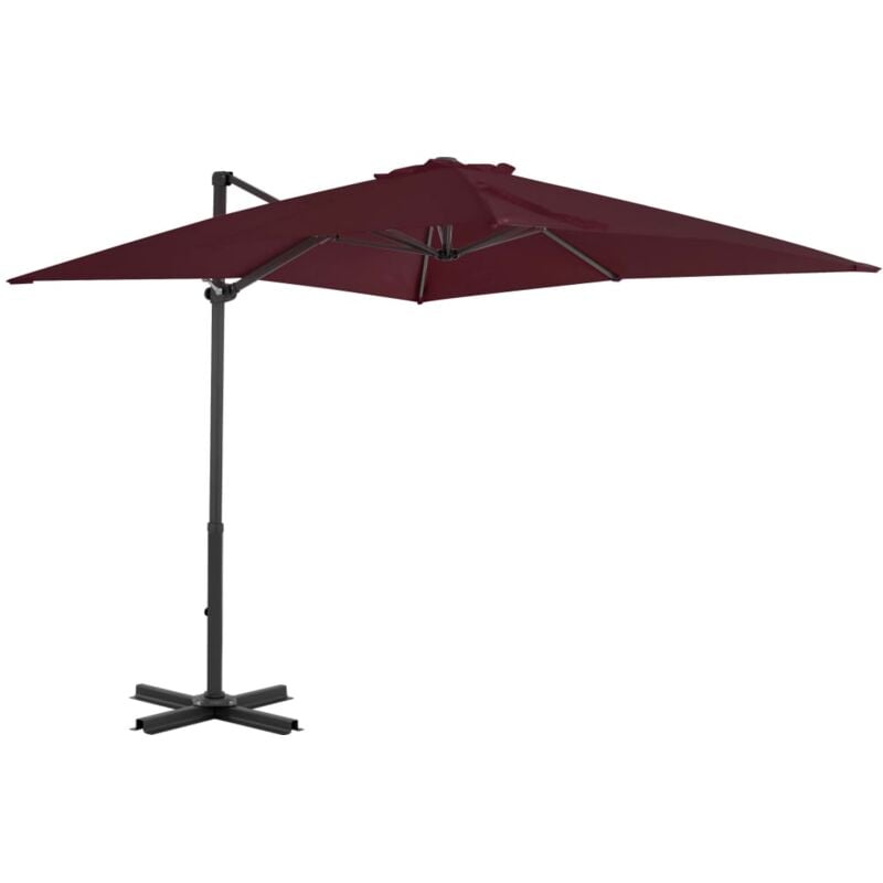 

vidaXL Sombrilla voladiza con palo de aluminio rojo burdeos 250x250 cm - Rojo
