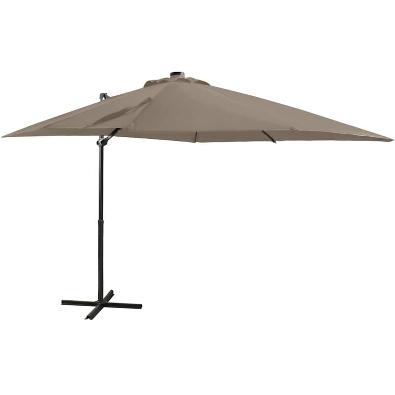 

Vidaxl - Sombrilla voladiza con poste y luces LED 250 cm taupé - Gris Topo