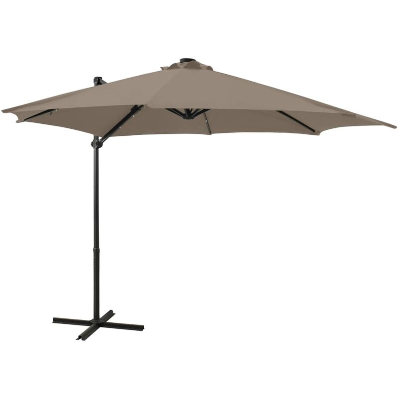 

Vidaxl - Sombrilla voladiza con poste y luces LED 300 cm taupé - Gris Topo