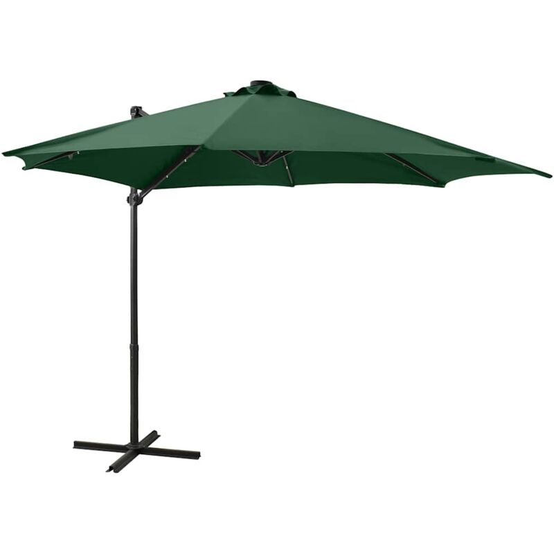 

Vidaxl - Sombrilla voladiza con poste y luces LED 300 cm verde - Verde