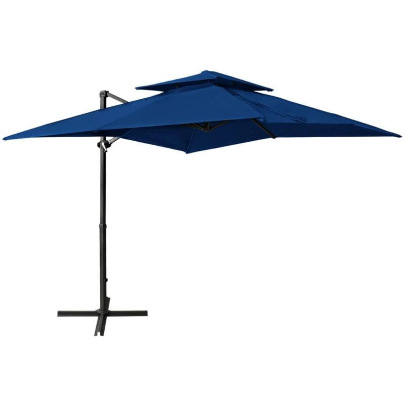 

vidaXL Sombrilla voladiza con tapa doble azul azure 250x250 cm - Azul