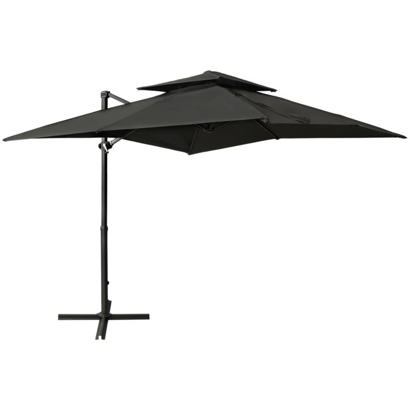 

vidaXL Sombrilla voladiza con tapa doble gris antracita 250x250 cm - Antracita