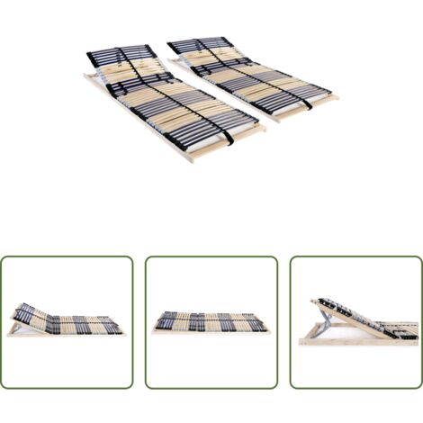 vidaXL Somier ajustable -  Somieres de láminas con 42 listones 7 zonas 2 uds 80x200 cm