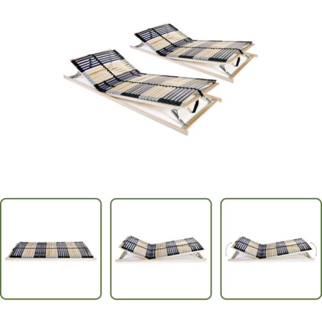 vidaXL Somier ajustable - Somieres de láminas con 42 listones 7 zonas 2 uds 90x200 cm