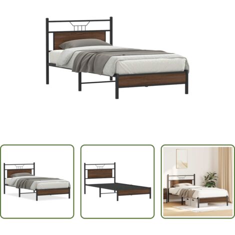 vidaXL Somier de láminas -  Estructura de cama sin colchón madera marrón roble 100x190 cm