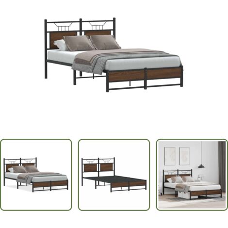 vidaXL Somier de láminas -  Estructura de cama sin colchón madera marrón roble 120x190 cm