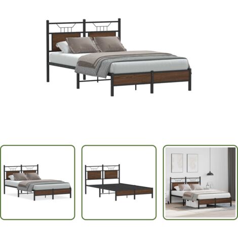 vidaXL Somier de láminas -  Estructura de cama sin colchón madera marrón roble 120x200 cm