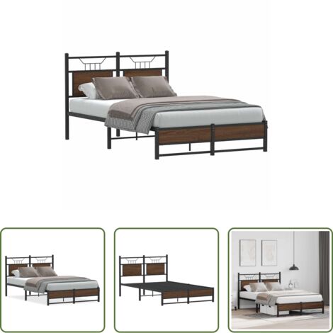 vidaXL Somier de láminas -  Estructura de cama sin colchón madera marrón roble 120x200 cm