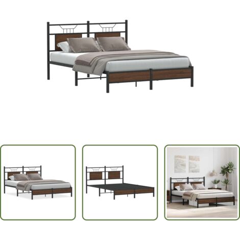 vidaXL Somier de láminas -  Estructura de cama sin colchón madera marrón roble 140x190 cm