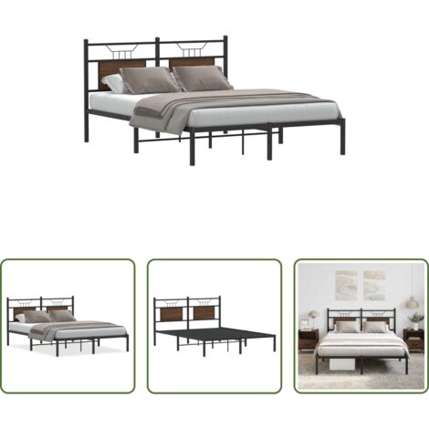vidaXL Somier de láminas -  Estructura de cama sin colchón madera marrón roble 140x190 cm