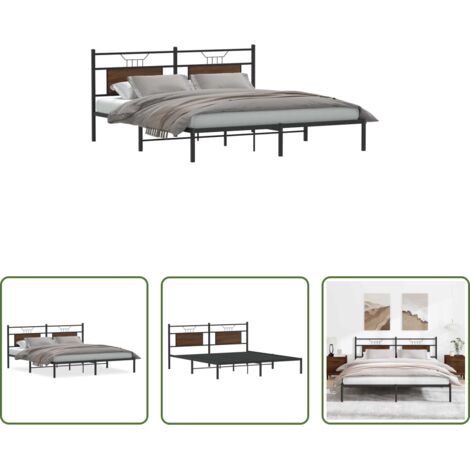 vidaXL Somier de láminas -  Estructura de cama sin colchón madera marrón roble 160x200 cm