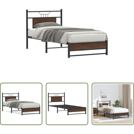 vidaXL Somier de láminas - Estructura de cama sin colchón madera marrón roble 75x190 cm