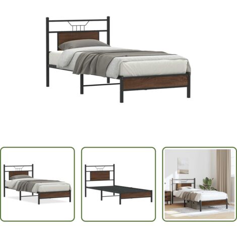 vidaXL Somier de láminas - Estructura de cama sin colchón madera marrón roble 75x190 cm