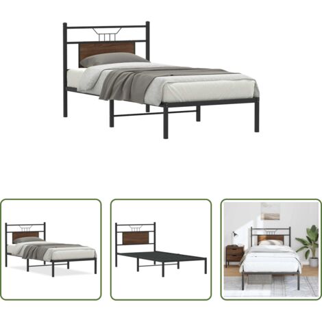 vidaXL Somier de láminas - Estructura de cama sin colchón madera marrón roble 75x190 cm