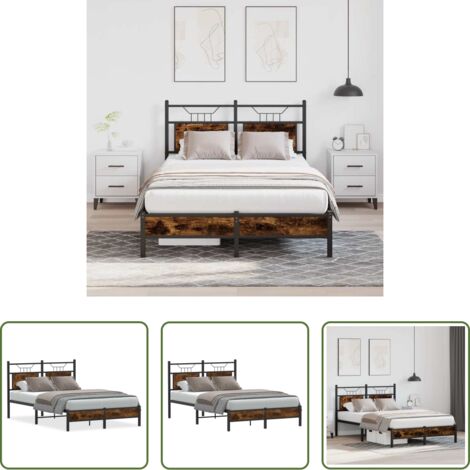 vidaXL Somier de láminas -  Estructura de cama sin colchón madera roble ahumado 120x200 cm
