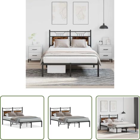vidaXL Somier de láminas -  Estructura de cama sin colchón madera roble ahumado 120x200 cm