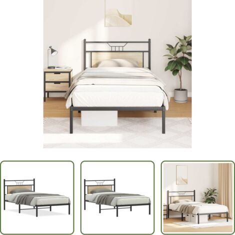 vidaXL Somier de láminas -  Estructura de cama sin colchón madera roble Sonoma 100x190 cm