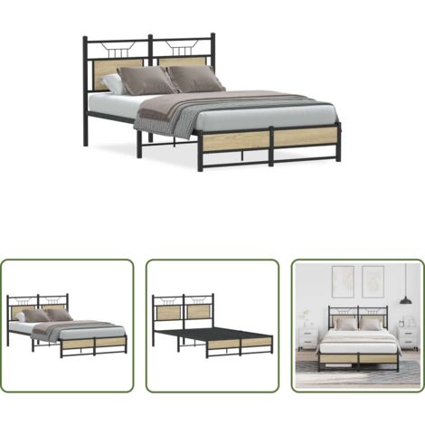 vidaXL Somier de láminas -  Estructura de cama sin colchón madera roble Sonoma 120x190 cm