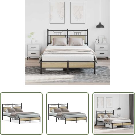 vidaXL Somier de láminas -  Estructura de cama sin colchón madera roble Sonoma 120x190 cm