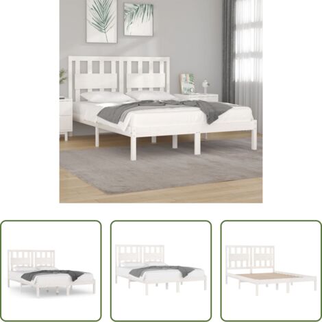 vidaXL Somier de madera -  Estructura de cama de madera maciza de pino blanca 160x200 cm
