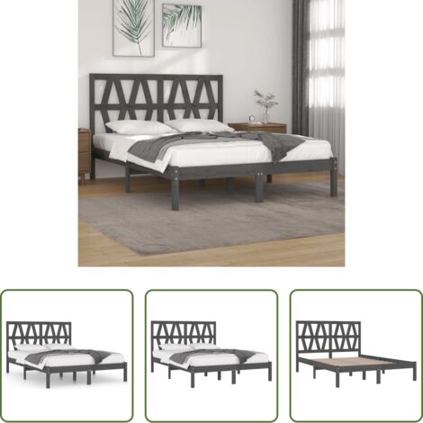 vidaXL Somier de madera -  Estructura de cama de madera maciza de pino gris 200x200 cm