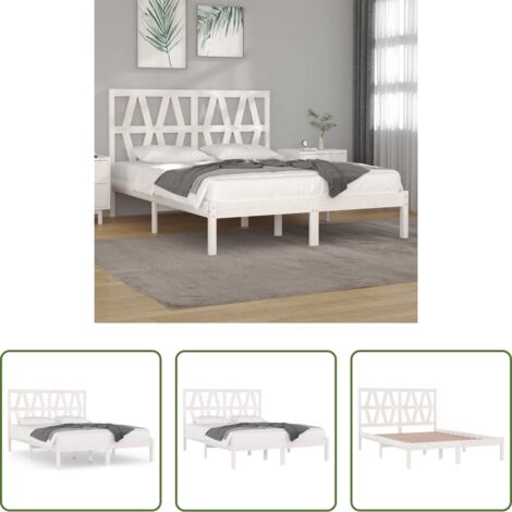 vidaXL Somier de madera -  Estructura de cama madera maciza de pino blanco 120x200 cm