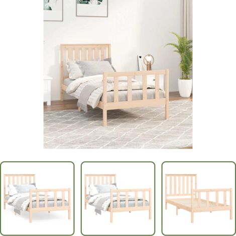 vidaXL Somier de madera -  Estructura de cama sin colchón madera maciza de pino 100x200 cm