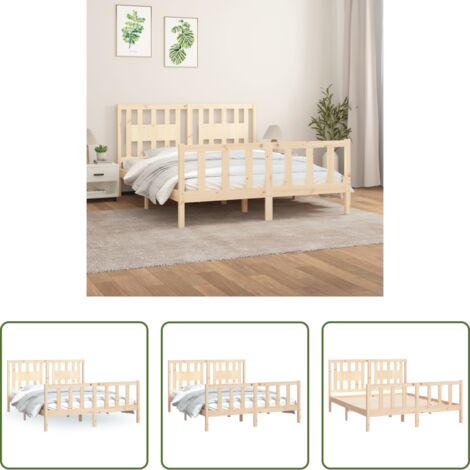 vidaXL Somier de madera -  Estructura de cama sin colchón madera maciza de pino 160x200 cm