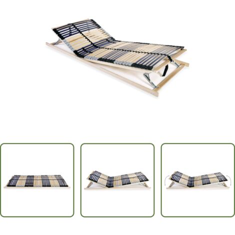 vidaXL Somier de madera -  Somier de láminas sin colchón con 42 listones 7 zonas 90x200 cm